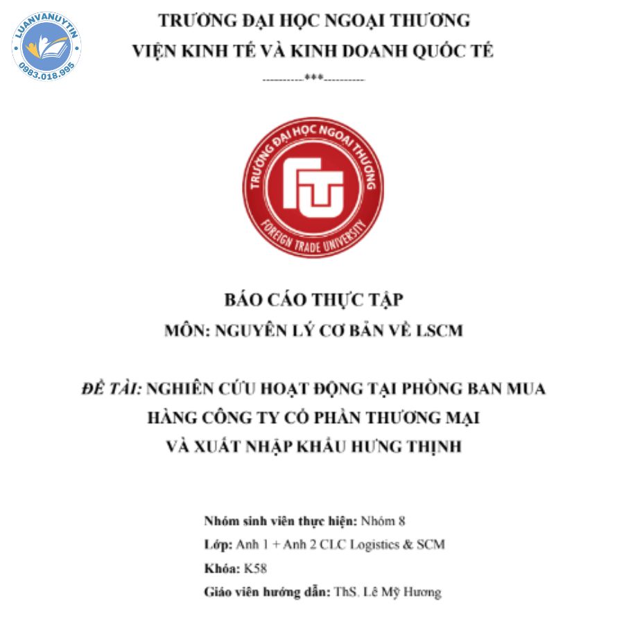 Tuyển chọn mẫu bài báo cáo thực tập Logistics xuất sắc nhất 2024 7 Báo cáo thực tập Logistics mẫu 8