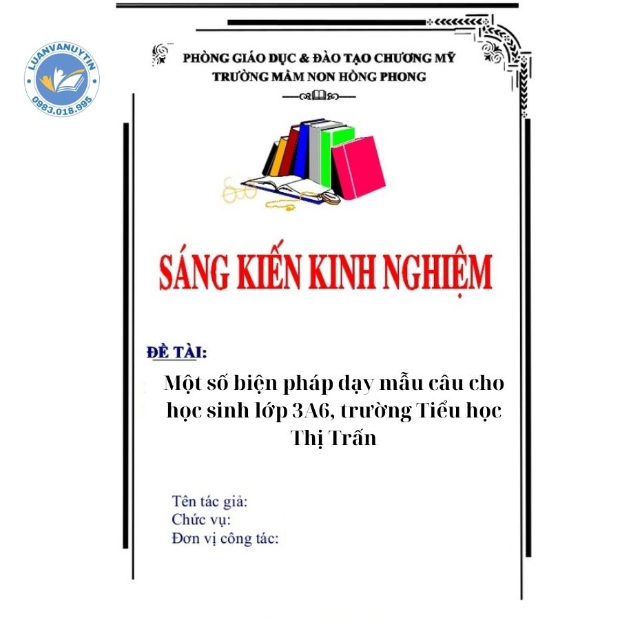 Tải miễn phí 9 mẫu sáng kiến kinh nghiệm tiếng Anh tiểu học theo từng lớp sáng tạo nhất 2024 4 Sáng kiến kinh nghiệm tiếng Anh tiểu học lớp 3 - mẫu số 2