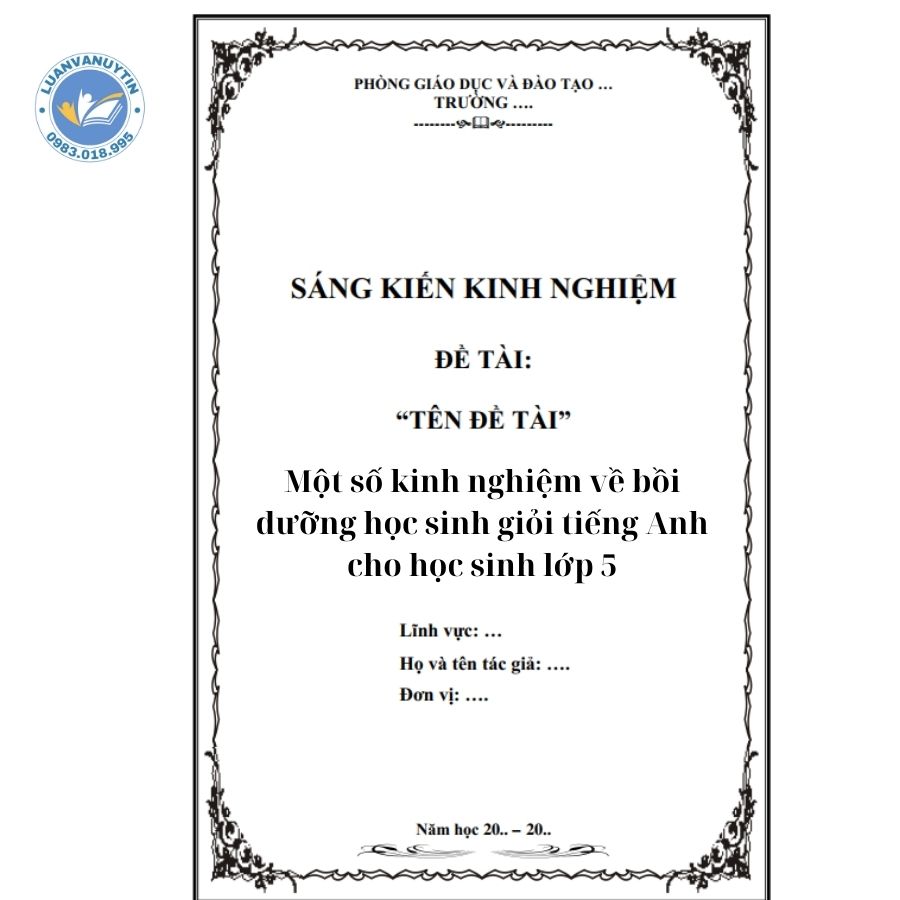 Tải miễn phí 9 mẫu sáng kiến kinh nghiệm tiếng Anh tiểu học theo từng lớp sáng tạo nhất 2024 12 Sáng kiến kinh nghiệm tiếng Anh tiểu học lớp 5 - mẫu số 2