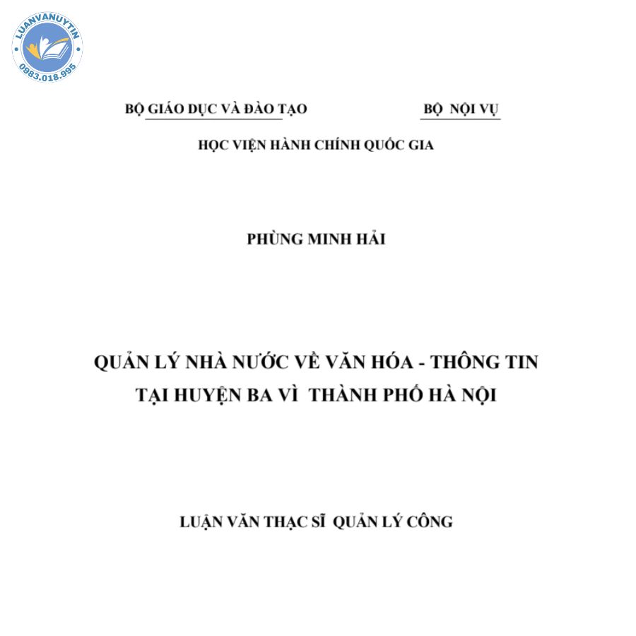 TOP 100 đề tài luận văn quản lý nhà nước về văn hóa + mẫu tham khảo 4 Mẫu luận văn quản lý nhà nước về văn hóa số 4