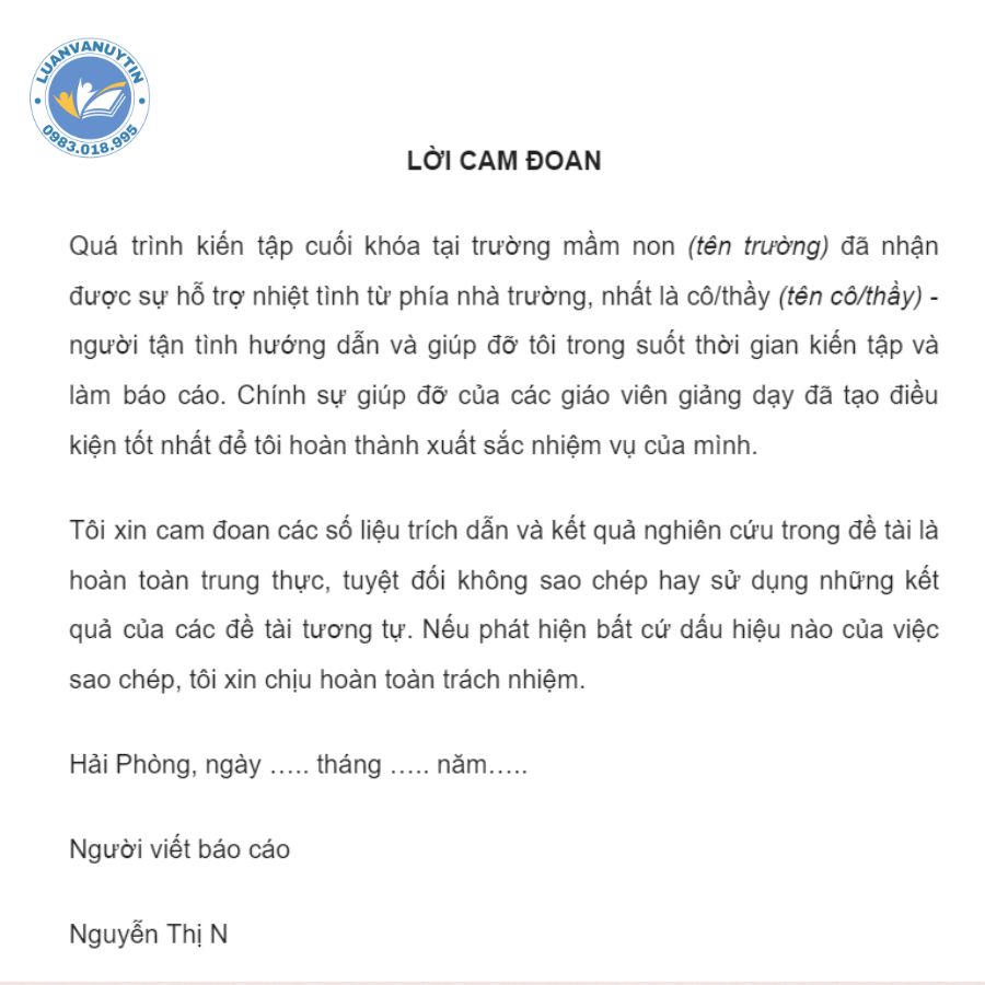 Tham khảo 6 mẫu lời cam đoan trong bài tiểu luận các chủ đề hay nhất & cách làm gây thuyết phục 2024 3 Mẫu lời cam đoan trong bài tiểu luận giáo dục