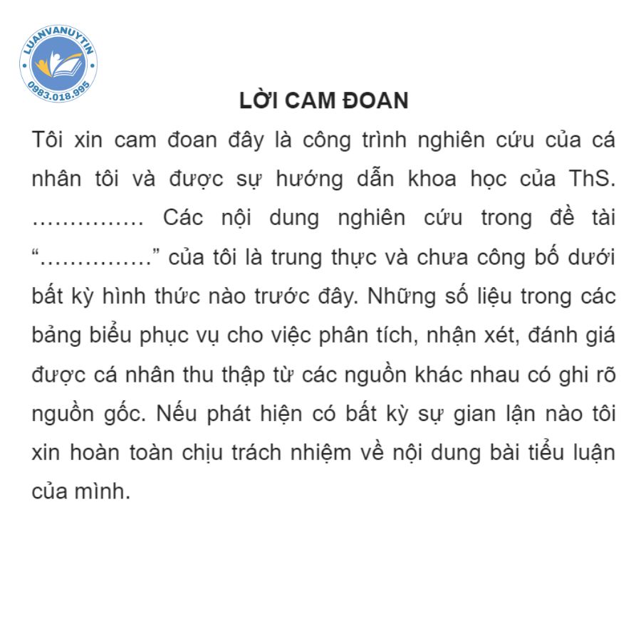 Tham khảo 6 mẫu lời cam đoan trong bài tiểu luận các chủ đề hay nhất & cách làm gây thuyết phục 2024 5 Mẫu lời cam đoan trong bài tiểu luận Y dược