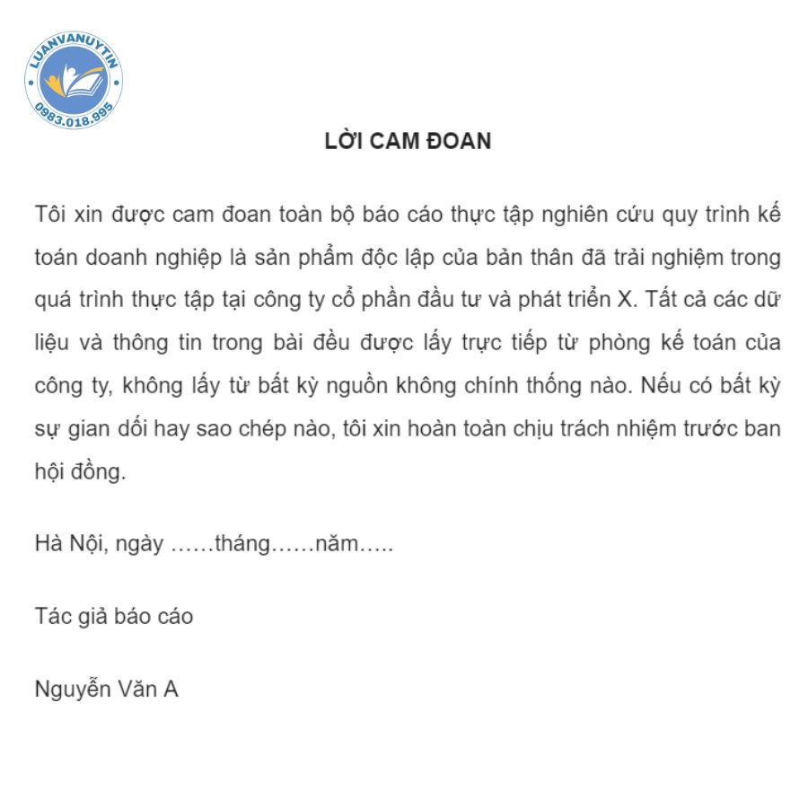 Tham khảo 6 mẫu lời cam đoan trong bài tiểu luận các chủ đề hay nhất & cách làm gây thuyết phục 2024 6 Mẫu lời cam đoan trong bài tiểu luận kế toán