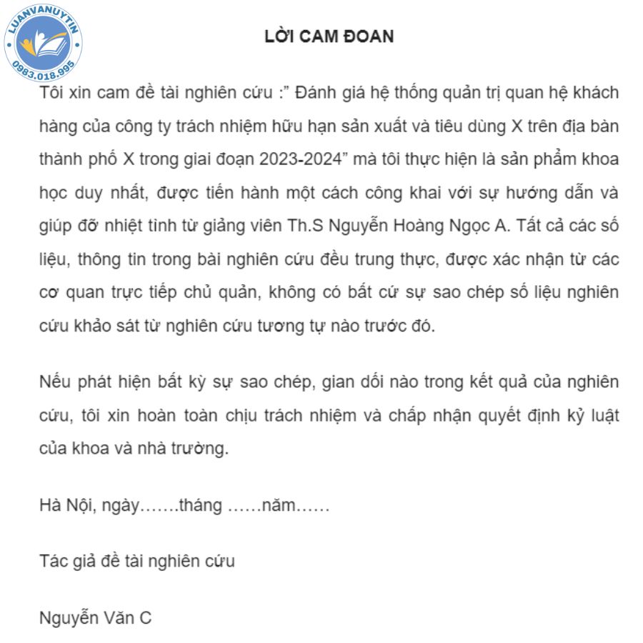 Tham khảo 6 mẫu lời cam đoan trong bài tiểu luận các chủ đề hay nhất & cách làm gây thuyết phục 2024 7 Mẫu lời cam đoan trong bài tiểu luận quản trị kinh doanh