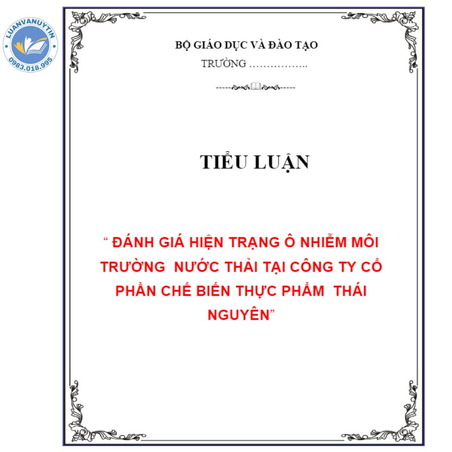 Tải miễn phí 9 mẫu & 50 đề tài tiểu luận ô nhiễm môi trường nước chọn lọc hay nhất 2024 8 Mẫu tiểu luận ô nhiễm môi trường nước Thái Nguyên