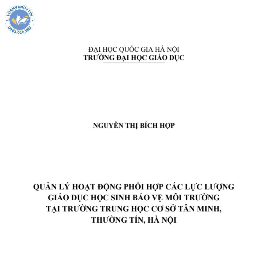 100+ đề tài bảo vệ môi trường hay nhất 2024 3 Mẫu luận văn bảo vệ môi trường số 3