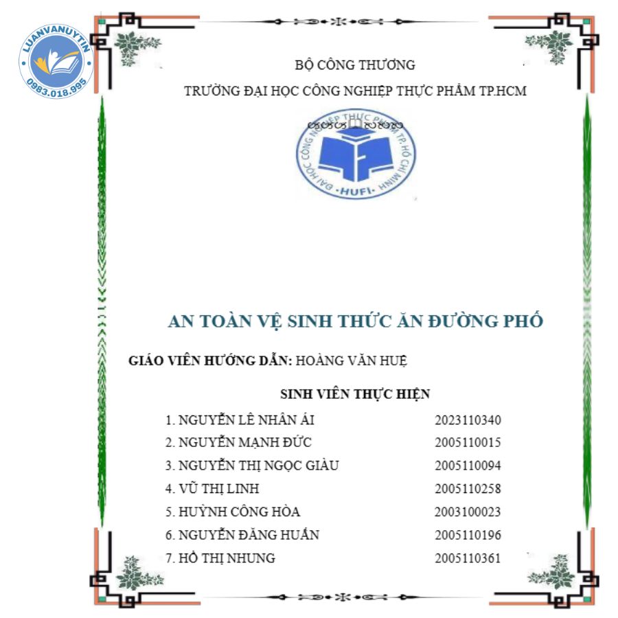 Tải miễn phí mẫu tiểu luận về vệ sinh an toàn thực phẩm kèm đề tài 2025 2 Mẫu tiểu luận về vệ sinh an toàn thực phẩm số 1