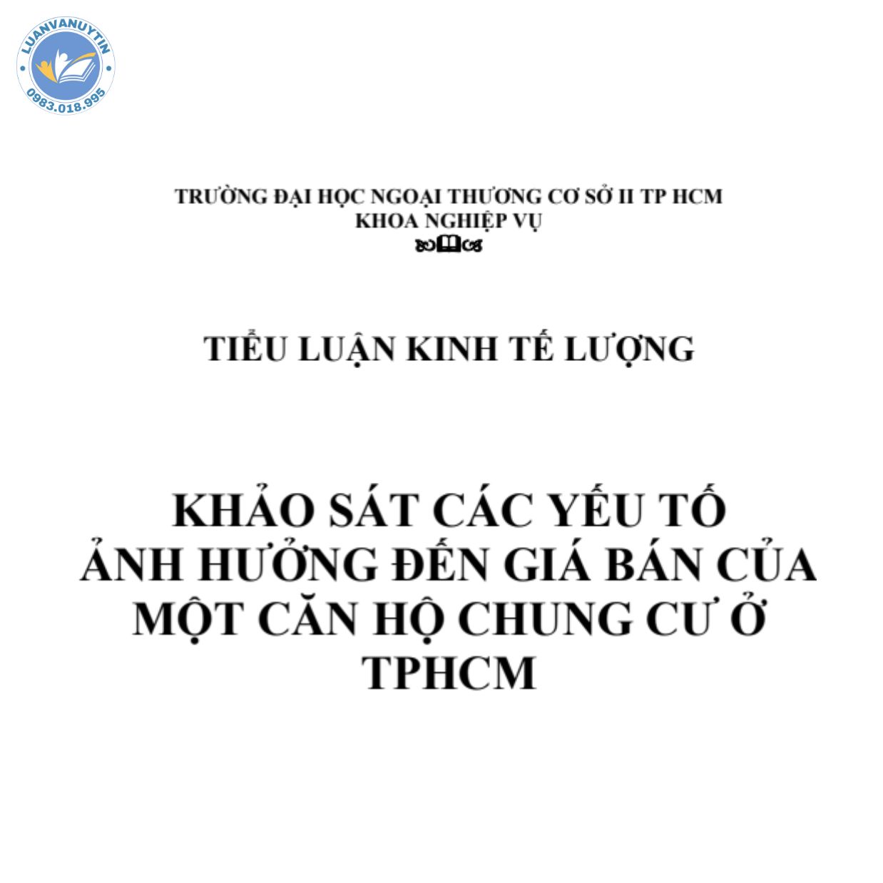 Mẫu tiểu luận đề tài kinh tế lượng số 1