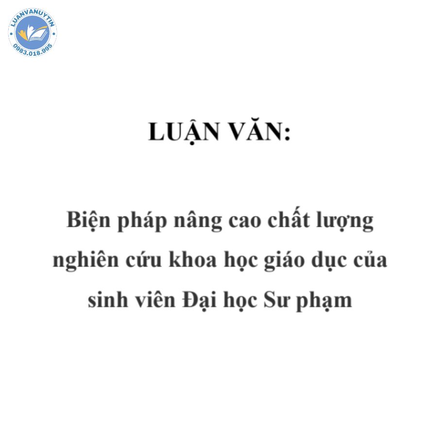 Mẫu luận văn nghiên cứu khoa học số 1