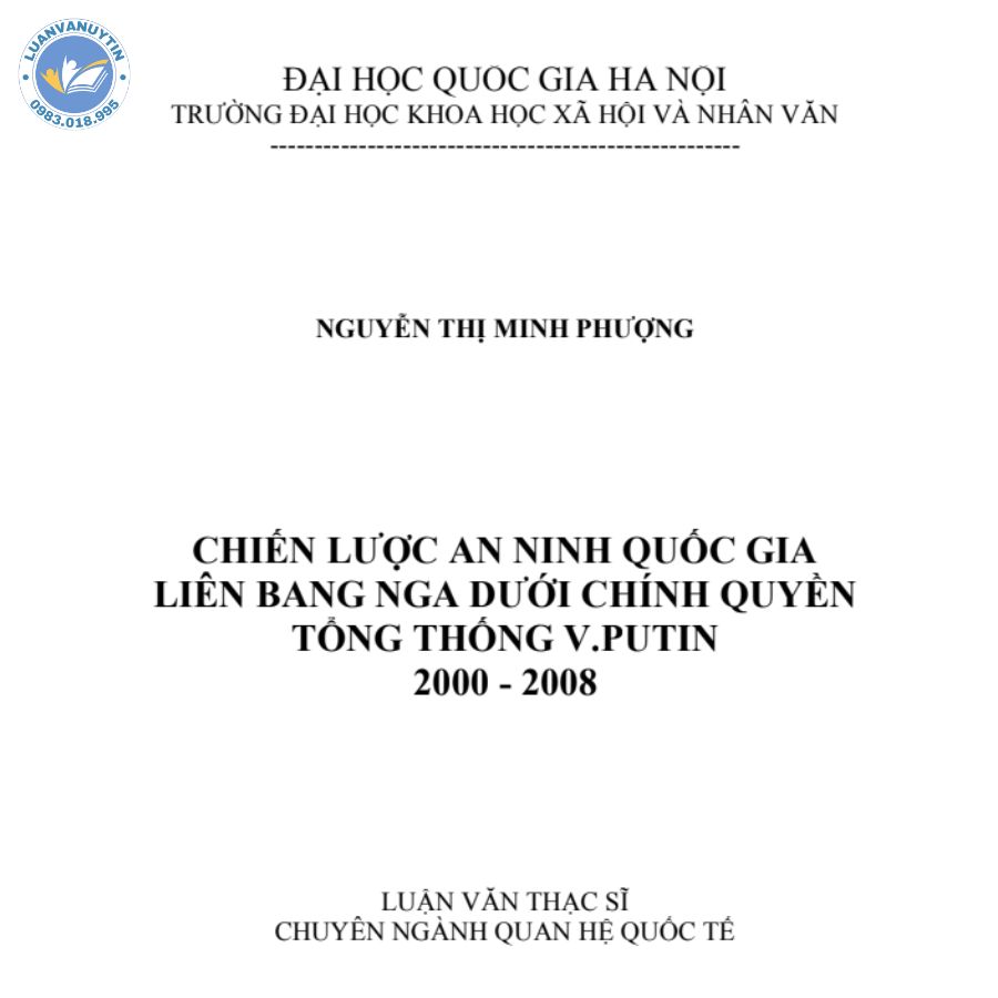 Mẫu luận văn thạc sĩ quan hệ quốc tế số 1