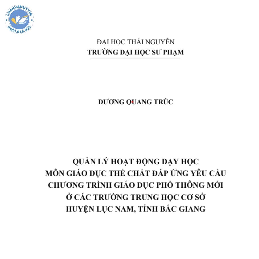 Mẫu luận văn thạc sĩ giáo dục thể chất số 1