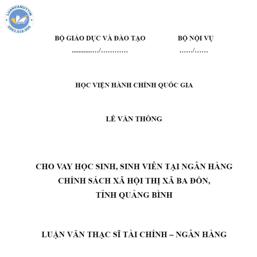 Mẫu luận văn thạc sĩ tài chính ngân hàng số 1