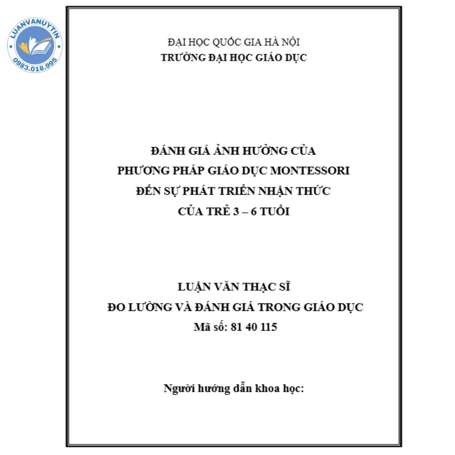 Mẫu luận văn thạc sĩ giáo dục mầm non số 1