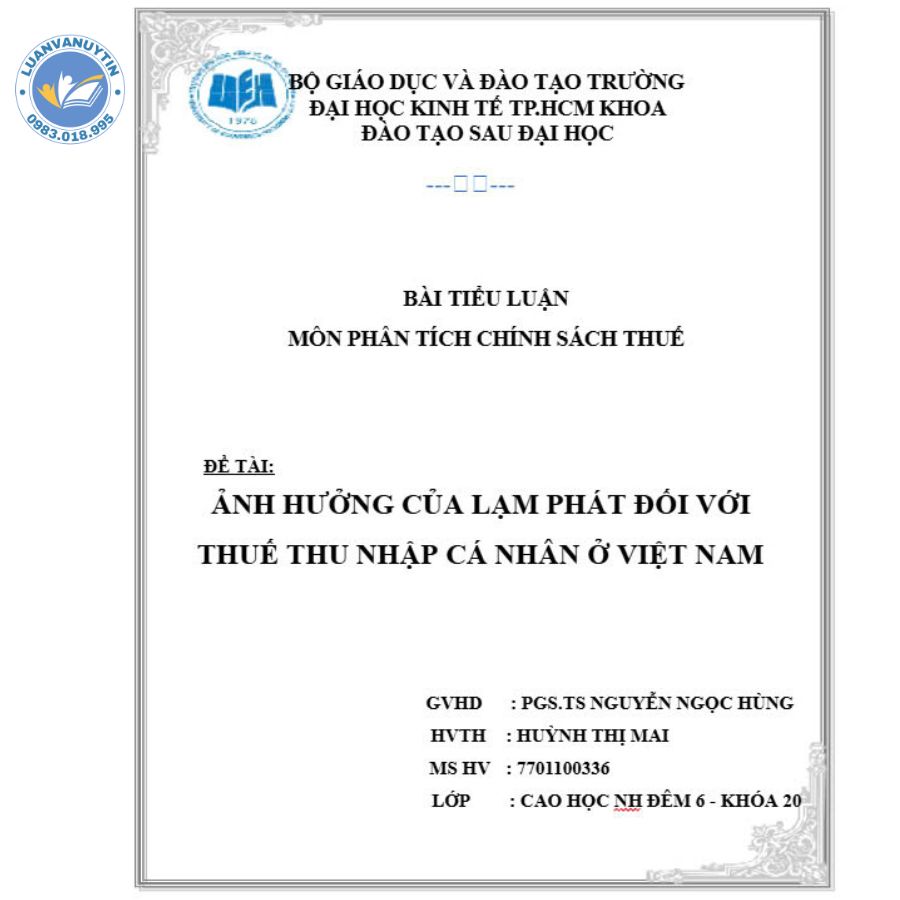 Mẫu tiểu luận thuế thu nhập cá nhân số 1
